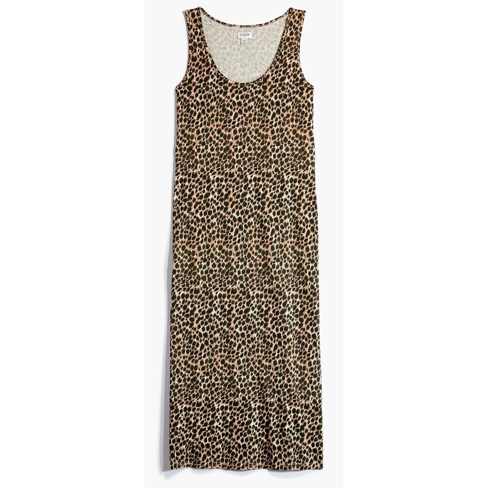 J. Crew Animal-print sleeveless knit midi side slits popover dress , size large - Picture 3 of 10